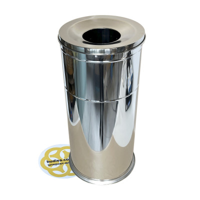 Будкрам купити Відро для сміття 30Л плоска кришка з отвором, нержавіюча сталь, хром VINKS
