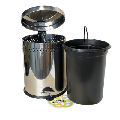 Будкрам купити Відро для сміття з педаллю 12Л з перфорацією, нержавіюча сталь, хром VINKS Відро для сміття з педаллю 12Л з перфорацією, нержавіюча сталь, хром VINKS 4