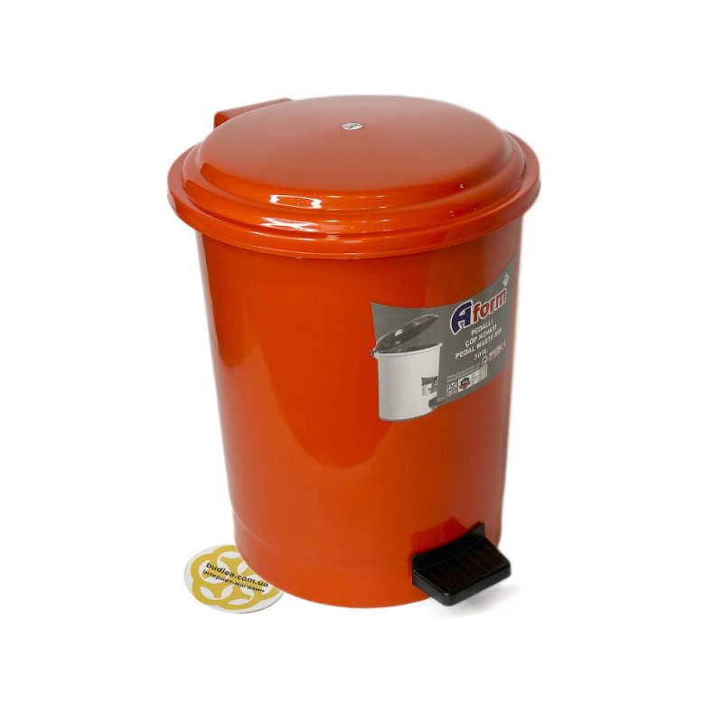 Будкрам купить Мусорное ведро с педалью 30 Л пластиковое круглое, оранжевый Afacan Plastik