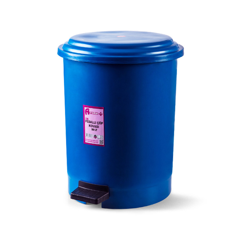 Будкрам купить Мусорное ведро с педалью 50Л, пластик, синий Afacan Plastik