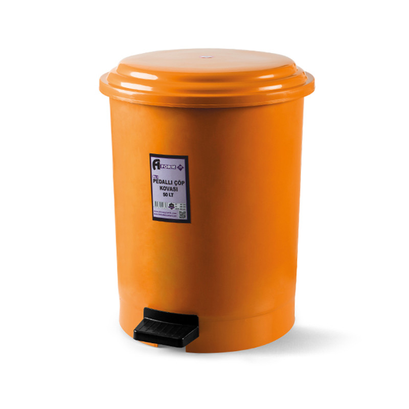 Будкрам купити Відро для сміття з педаллю 50Л, пластик, помаранчевий Afacan Plastik