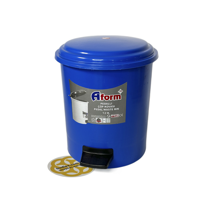 Будкрам купити Пластикове відро для сміття з педаллю 12Л, синій Afacan Plastik