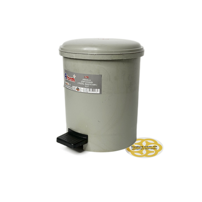 Будкрам купить Пластиковое ведро для мусора с педалью на 3Л, серый Afacan Plastik