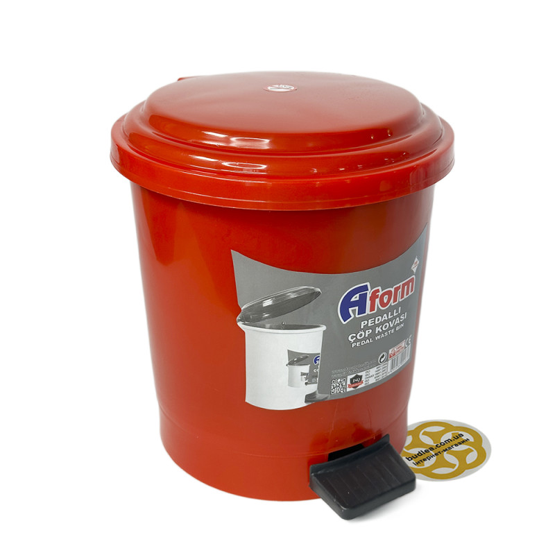 Будкрам купить Мусорное ведро с педалью на 6Л, пластик, красный Afacan Plastik