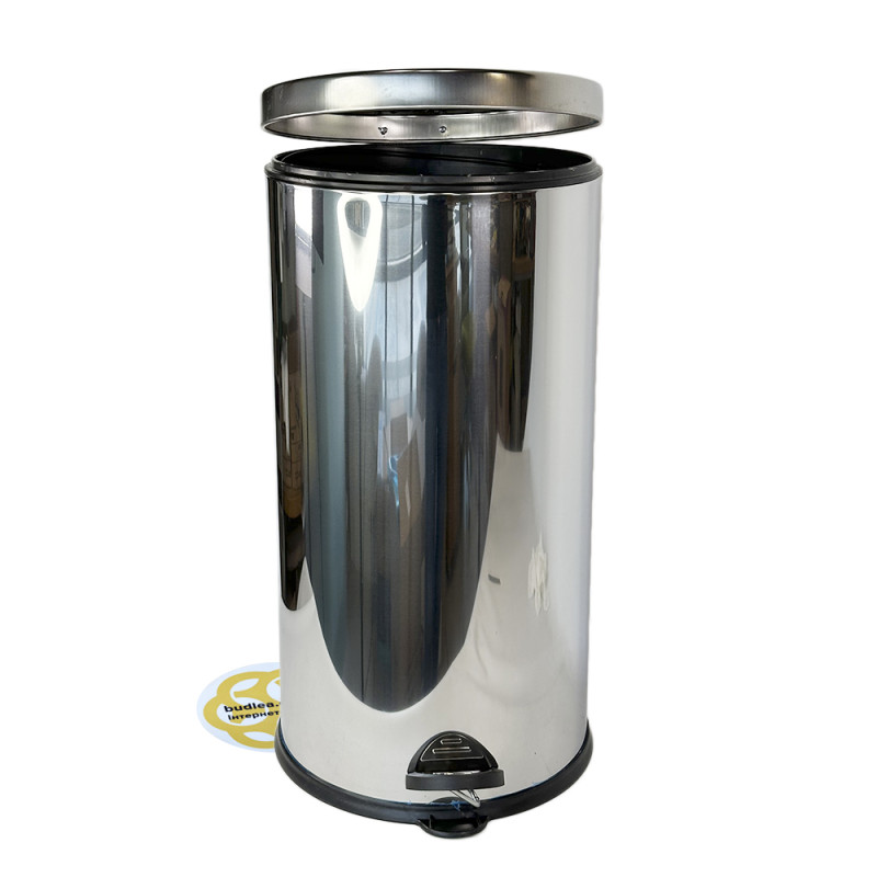 Будкрам купить Ведро для мусора 40Л с педалью и микролифтом, нержавеющая сталь, хром VINKS