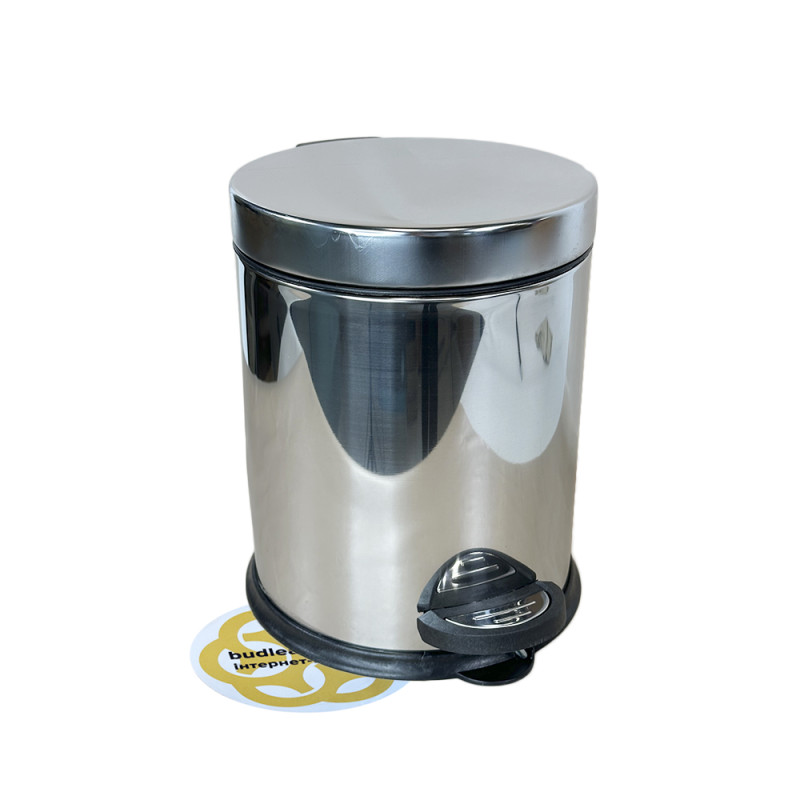 Будкрам купити Відро для сміття з педаллю MICRO 5Л, нержавіюча сталь, хром VINKS