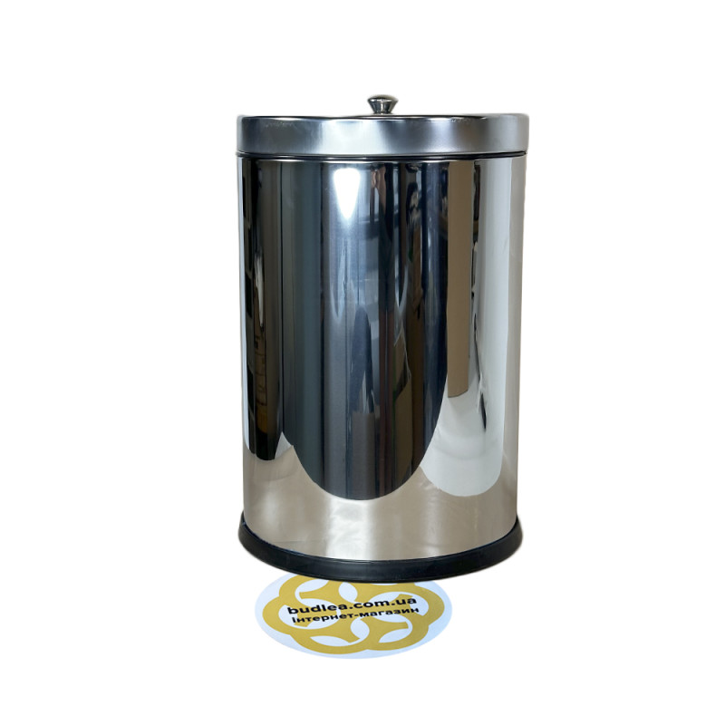 Будкрам купити Відро для сміття 12Л кришка з ручкою, нержавіюча сталь, хром VINKS