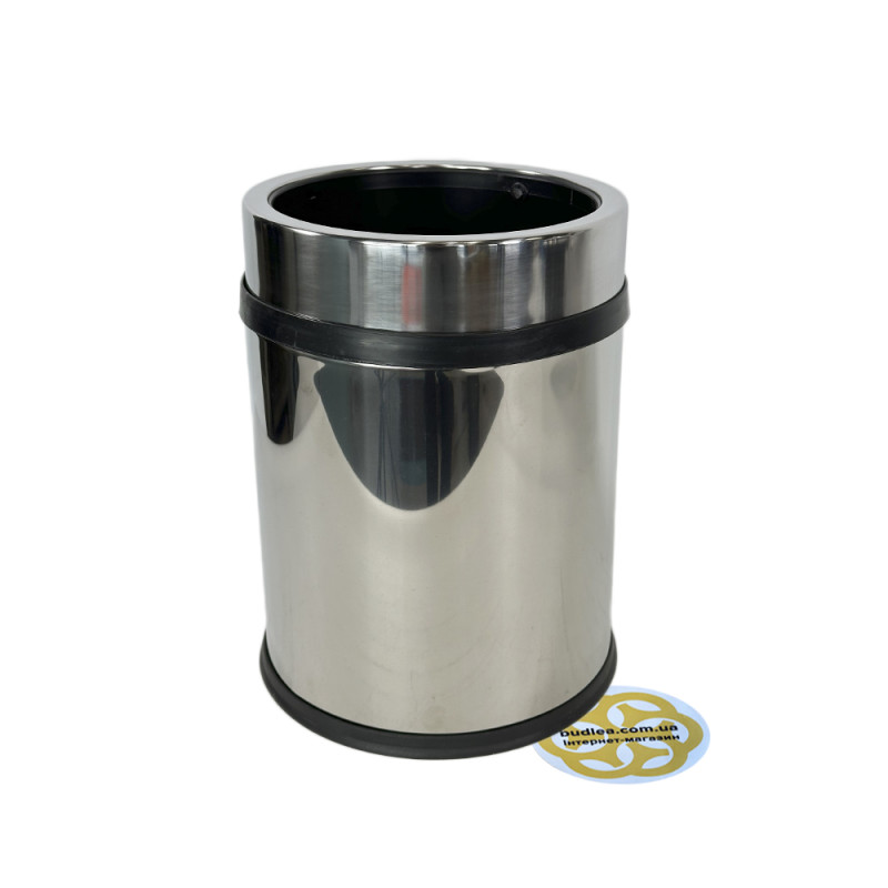 Будкрам купити Відро для сміття 8Л з притискним кільцем, нержавіюча сталь, хром VINKS