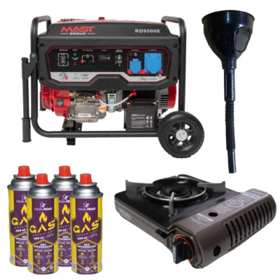 Будкрам купить Бензиновый генератор MAST GROUP RD9500E + газовая плитка Orcamp CK-505 + 4 газовых картриджа 400 мл