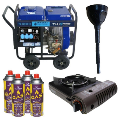 Будкрам купити Дизельний генератор THUNDER TS-12000-D + газова плитка Orcamp CK-505 + 4 газові картриджі 400 мл