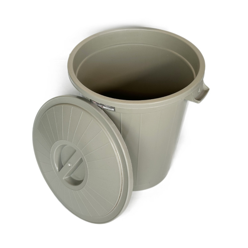 Будкрам купить Мусорный бак 50 Л с крышкой, круглый, пластик, серый SNMZ