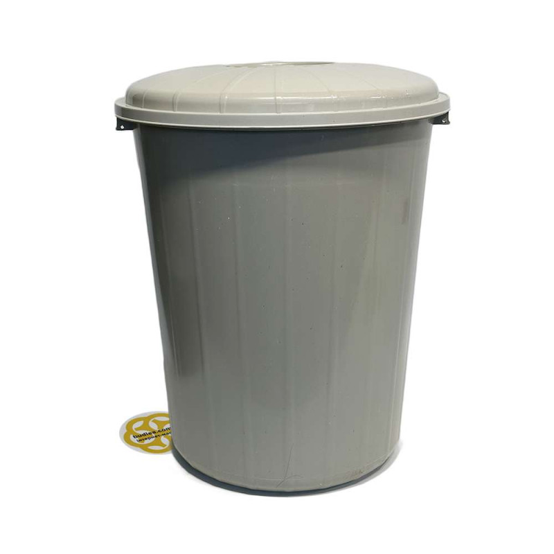 Будкрам купити Сміттєвий бак 90Л з кришкою, круглий, пластик, сірий SNMZ