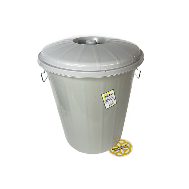 Будкрам купити Бак для сміття з кришкою на затискачах, об'єм 50 Л, пластик, сірий SNMZ
