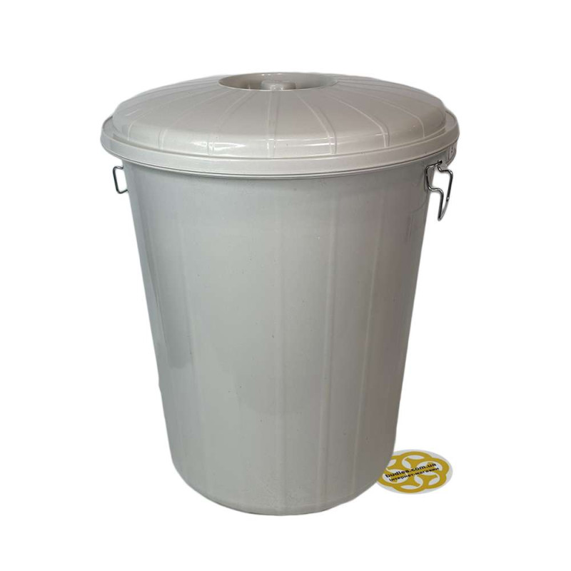 Будкрам купить Мусорный бак 70Л с крышкой на зажимах, круглый, пластик, серый SNMZ