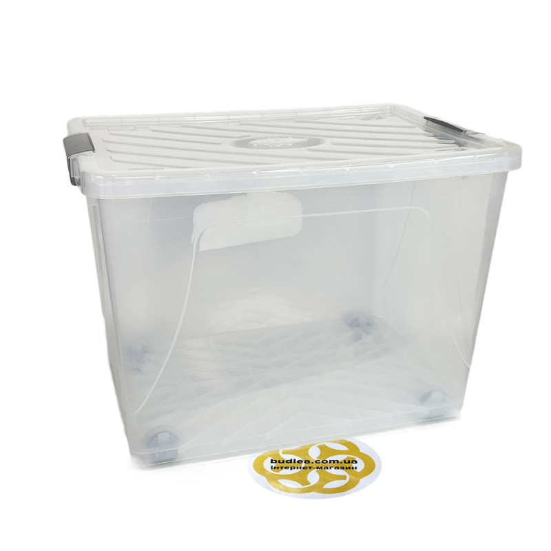 Будкрам купить Контейнер для хранения 70Л JUMBO на колесах, с крышкой, прямоугольный, пластик, прозрачный SNMZ