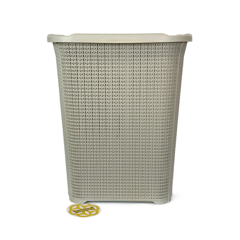 Будкрам купить Корзина для белья с крышкой KNITTING, пластик, бежевый SNMZ