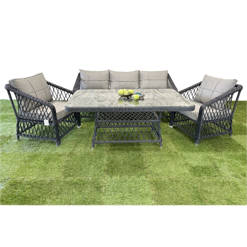 Будкрам купити Комплект садових меблів MILAN TRIPLE штучний ротанг, антрацит SNMZ