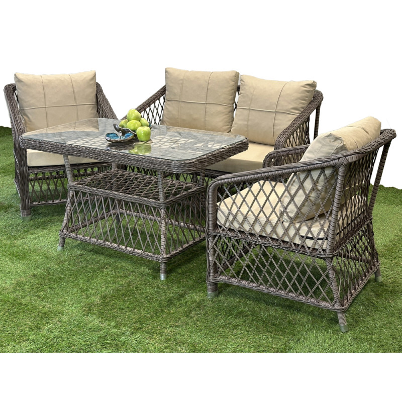 Будкрам купити Комплект садових меблів MILAN DUAL штучний ротанг, коричневий Sanpreis