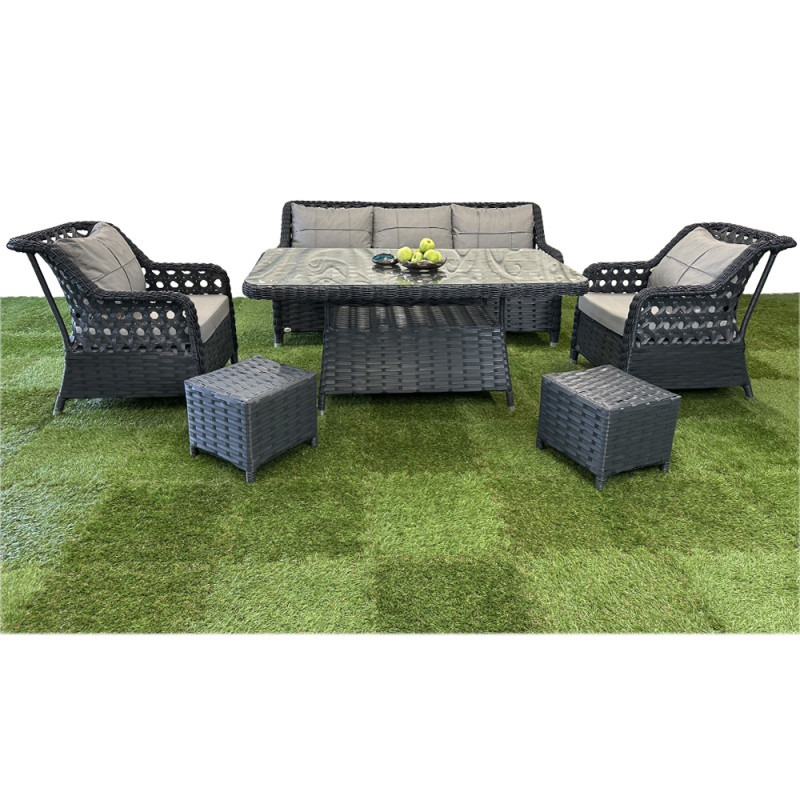 Будкрам купити Комплект садових меблів GRAND TRIPLE штучний ротанг, антрацит SNMZ