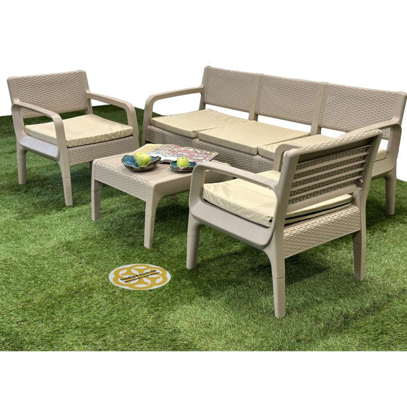 Будкрам купити Комплект садових меблів LATTE з тримісним диваном, колір бежевий SNMZ