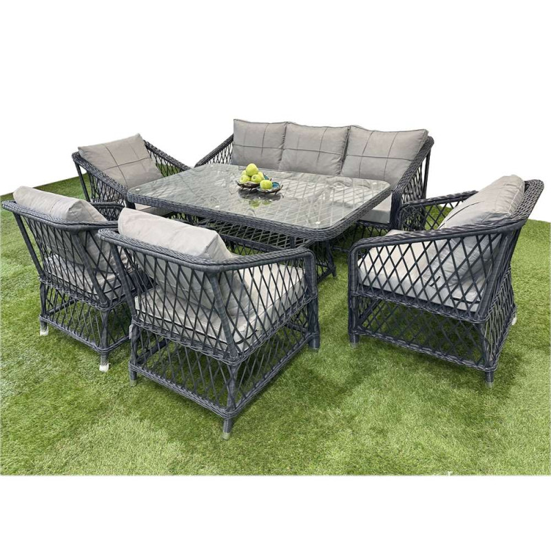 Будкрам купити Комплект садових меблів MILAN TRIPLE+4 штучний ротанг, антрацит SNMZ