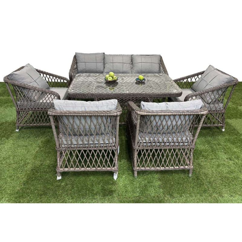 Будкрам купити Комплект садових меблів MILAN TRIPLE+4 штучний ротанг, коричневий SNMZ