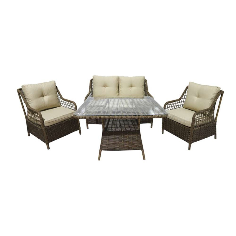 Будкрам купити Комплект садових меблів OCEAN DUAL з двомісним диваном, штучний ротанг, коричневий SNMZ