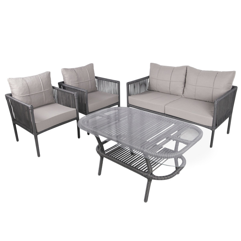 Будкрам купити Комплект садових меблів OSCAR DUAL штучний ротанг, антрацит SNMZ