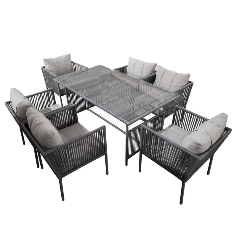 Будкрам купить Комплект садовой мебели OSCAR 6 искусственный ротанг, стол+6 стульев, антрацит SNMZ