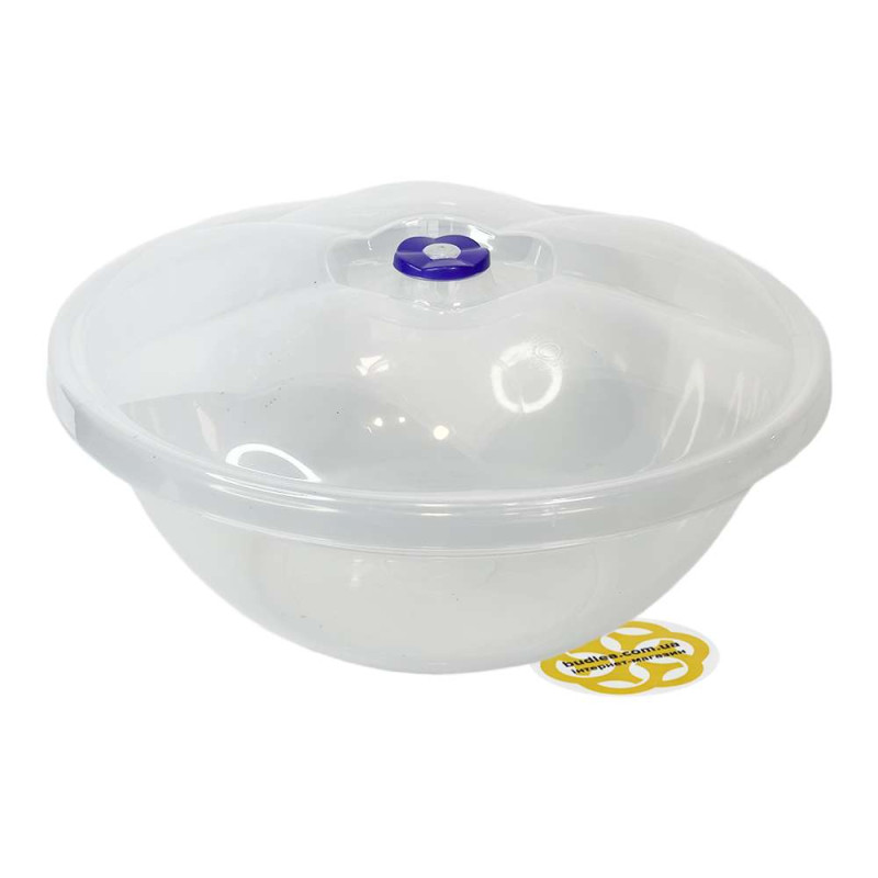 Будкрам купити Пластикова миска з кришкою 26Л харчова, кругла, прозора SNMZ