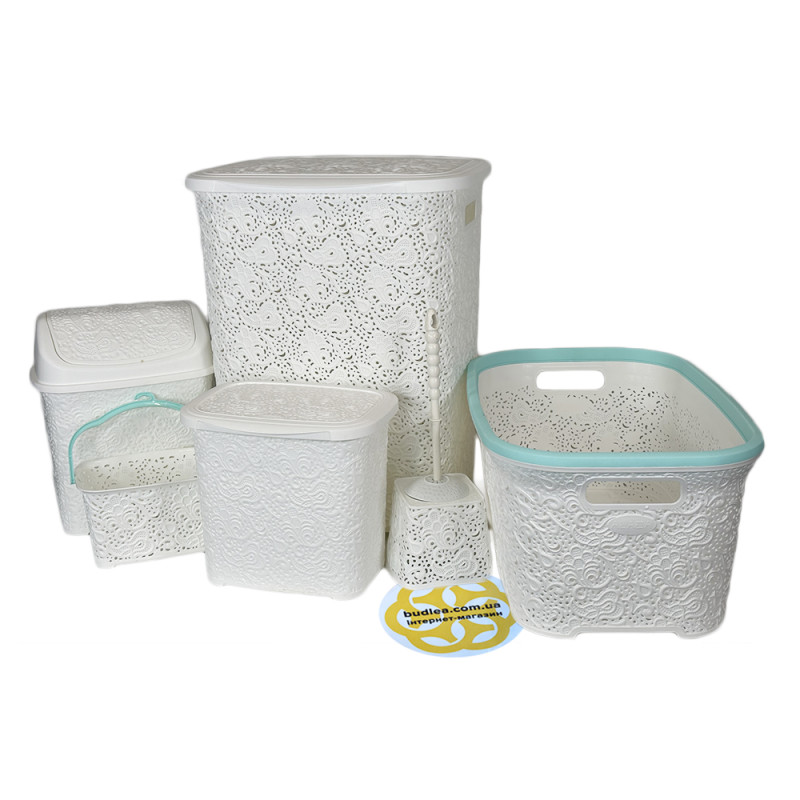 Будкрам купити Набір аксесуарів для ванної кімнати LACE 6в1, білий SNMZ