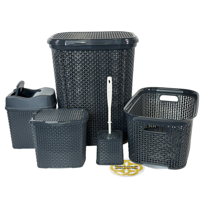 Будкрам купити Набір аксесуарів для ванної кімнати DAMLA 5в1, антрацит SNMZ