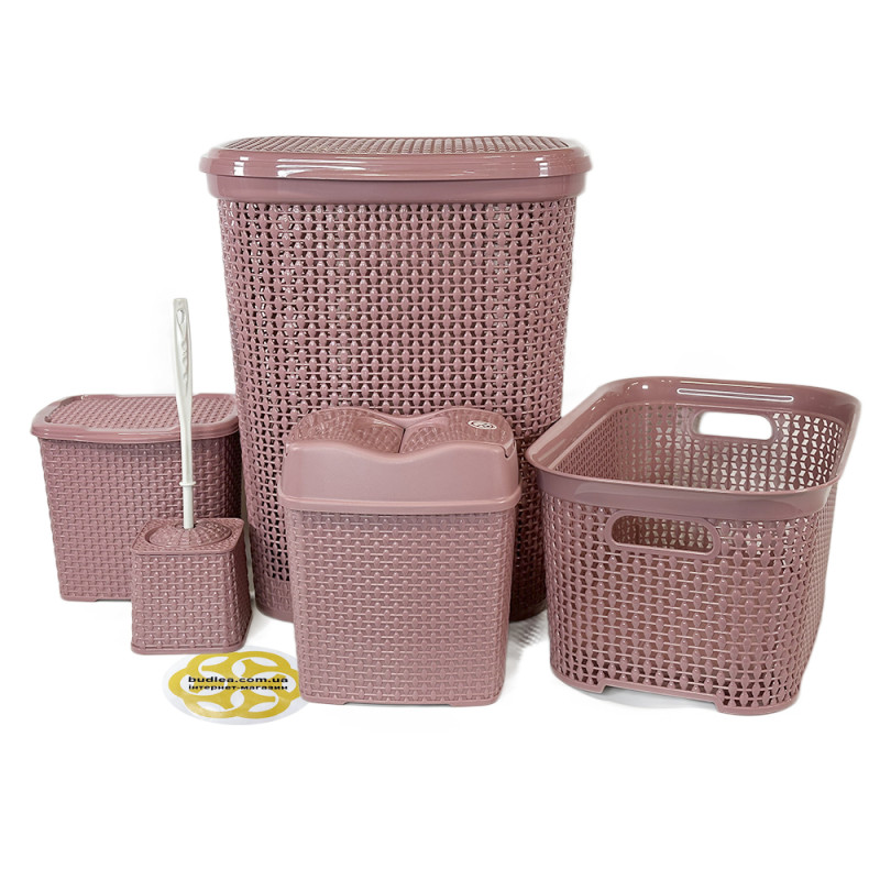 Будкрам купити Набір аксесуарів для ванної кімнати DAMLA 5в1, троянда SNMZ