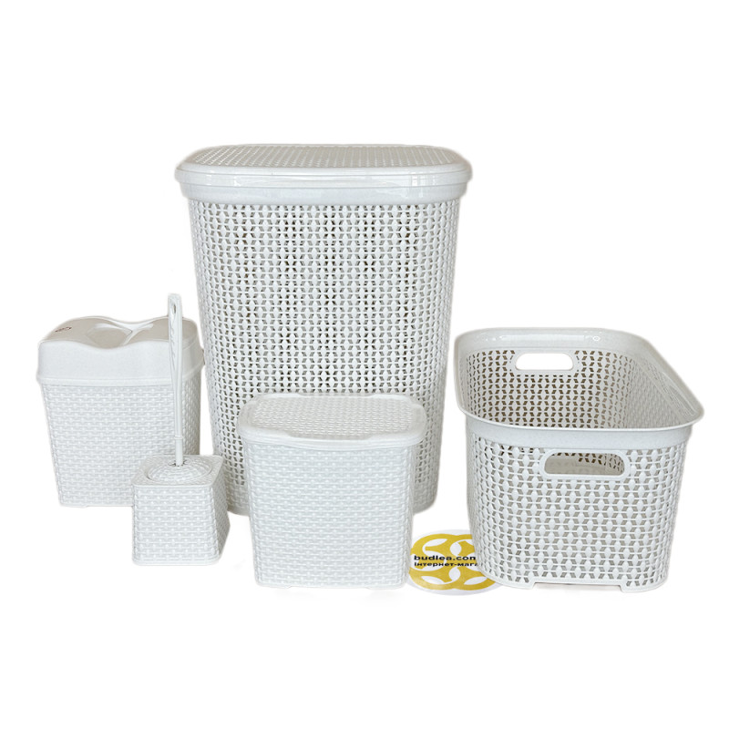 Будкрам купити Набір аксесуарів для ванної кімнати DAMLA 5в1, білий SNMZ