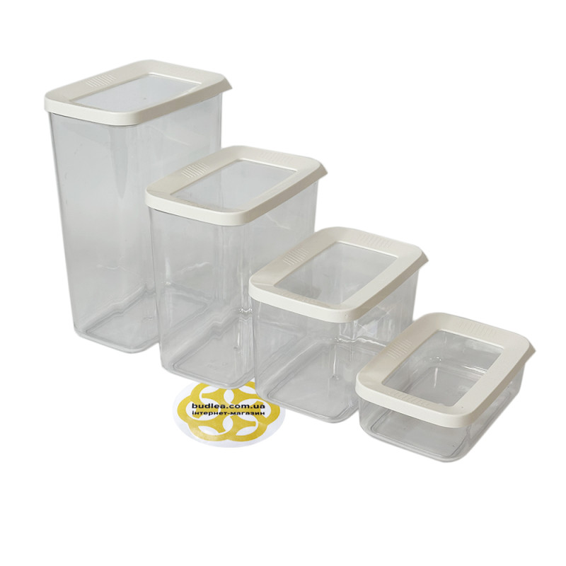 Будкрам купить Набор контейнеров для хранения 4 шт HOBI BOX, пластик, прозрачный с белой крышкой SNMZ