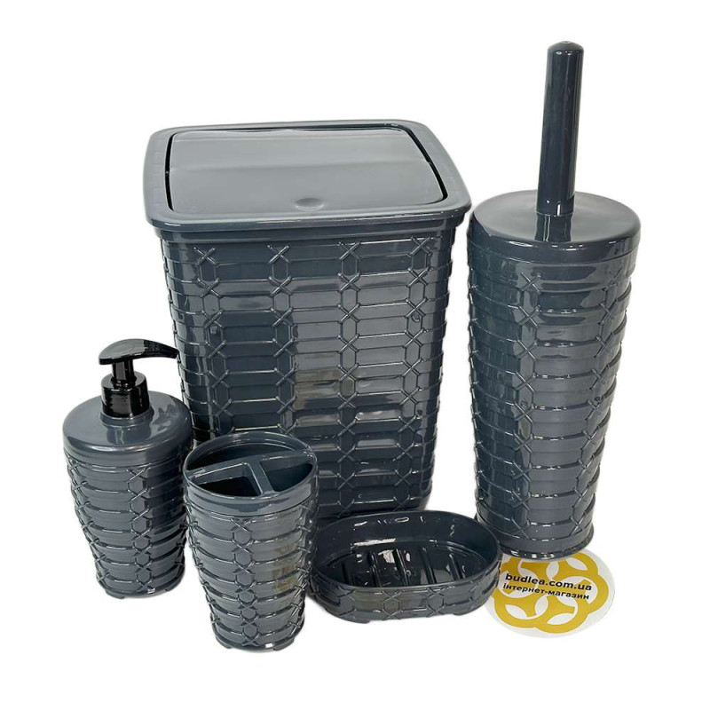 Будкрам купить Набор аксессуаров для ванной комнаты PREMIUM 5в1, антрацит SNMZ