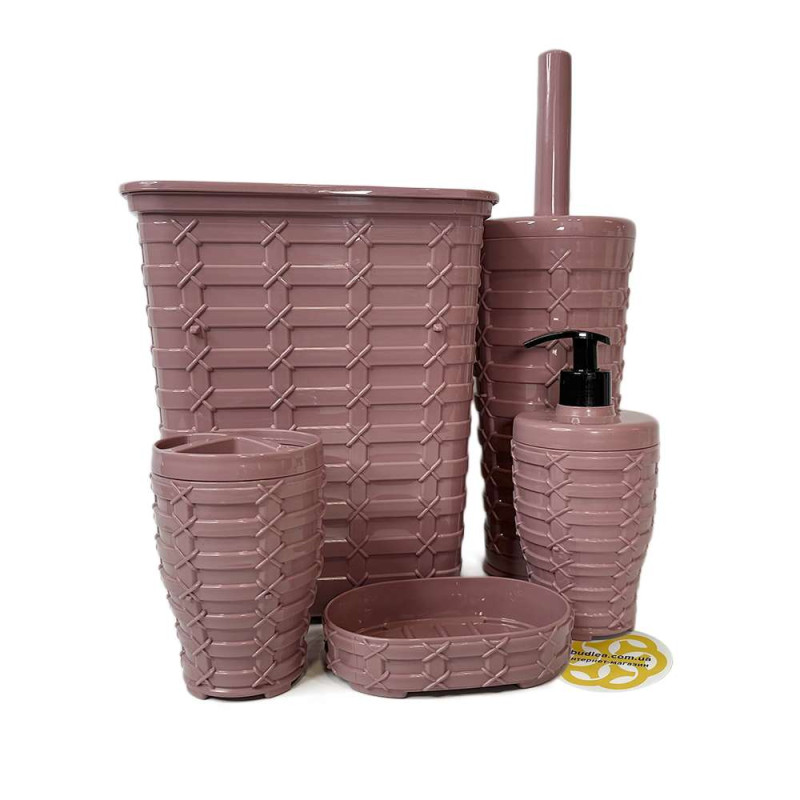 Будкрам купить Набор аксессуаров для ванной комнаты PREMIUM 5в1, пыльная роза SNMZ