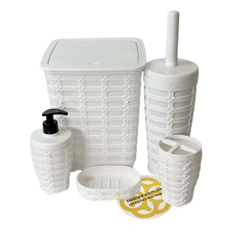 Будкрам купити Набір аксесуарів для ванної кімнати PREMIUM 5в1, білий SNMZ