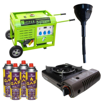Будкрам купить Бензиновый генератор Zipper ZI-STE8000 + газовая плитка Orcamp CK-505 + 4 газовых картриджа 400 мл