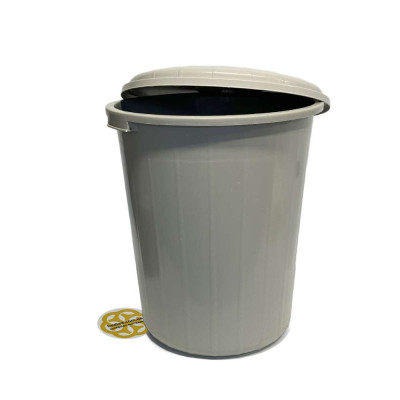 Будкрам купити Сміттєвий бак 90Л з кришкою, круглий, пластик, сірий SNMZ Сміттєвий бак 90Л з кришкою, круглий, пластик, сірий SNMZ 2