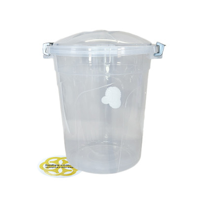 Будкрам купить Мусорный бак 70Л с крышкой на зажимах, круглый, пластик, прозрачный SNMZ