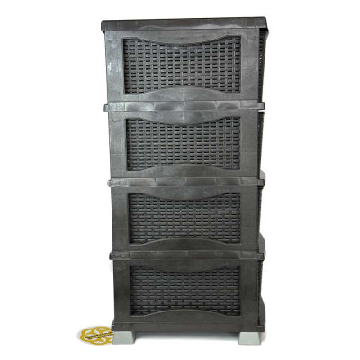 Будкрам купити Комод пластиковий RATTAN на 4 ящики, коричневий SNMZ Комод пластиковий RATTAN на 4 ящики, коричневий SNMZ 2
