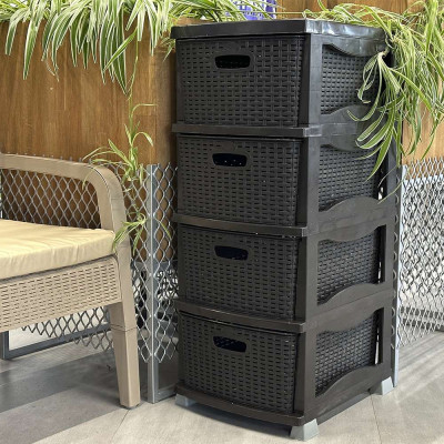 Будкрам купити Комод пластиковий RATTAN на 4 ящики, коричневий SNMZ Комод пластиковий RATTAN на 4 ящики, коричневий SNMZ 6