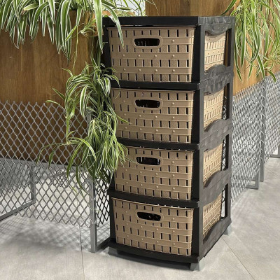 Будкрам купити Комод пластиковий BAMBU на 4 ящики, коричневий ящики мокко SNMZ Комод пластиковий BAMBU на 4 ящики, коричневий ящики мокко SNMZ 2