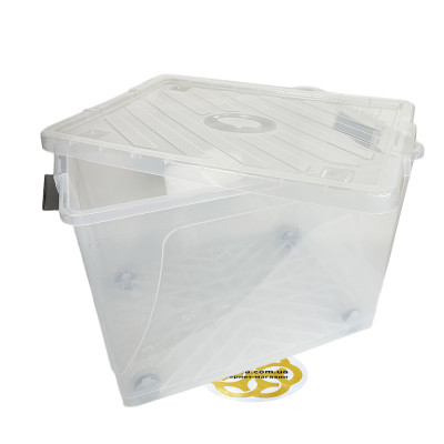 Будкрам купить Контейнер для хранения 70Л JUMBO на колесах, с крышкой, прямоугольный, пластик, прозрачный SNMZ Контейнер для хранения 70Л JUMBO на колесах, с крышкой, прямоугольный, пластик, прозрачный SNMZ 2