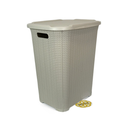 Будкрам купить Корзина для белья с крышкой KNITTING, пластик, бежевый SNMZ Корзина для белья с крышкой KNITTING, пластик, бежевый SNMZ 3