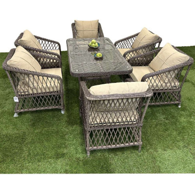 Будкрам купить Комплект садовой мебели MILAN 6 искусственный ротанг, стол и 6 стульев, коричневый Sanpreis Комплект садовой мебели MILAN 6 искусственный ротанг, стол и 6 стульев, коричневый Sanpreis 2