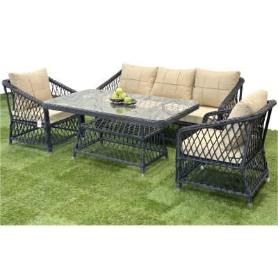 Будкрам купити Комплект садових меблів MILAN TRIPLE штучний ротанг, антрацит SNMZ Комплект садових меблів MILAN TRIPLE штучний ротанг, антрацит SNMZ 2