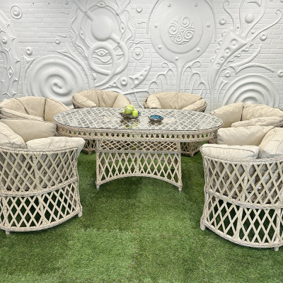 Будкрам купить Комплект садовой мебели PALERMO 6 искусственный ротанг, стол+6 стульев, бежевый SNMZ Комплект садовой мебели PALERMO 6 искусственный ротанг, стол+6 стульев, бежевый SNMZ 10