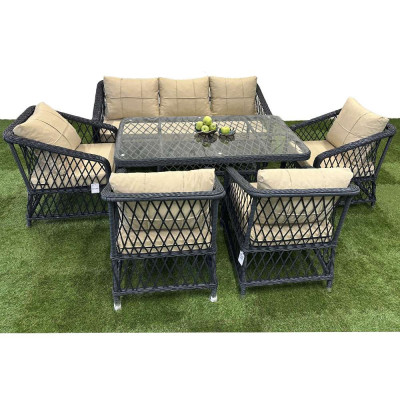 Будкрам купити Комплект садових меблів MILAN TRIPLE+4 штучний ротанг, антрацит SNMZ Комплект садових меблів MILAN TRIPLE+4 штучний ротанг, антрацит SNMZ 2